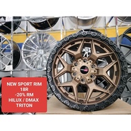 NEW SPORT RIM 18 INCH RM2520 4PC 4X4 TRITON HILUX FORD RANGER (KENA BELI 2KALI 1PAY 2PC 1BOX POS)需要结