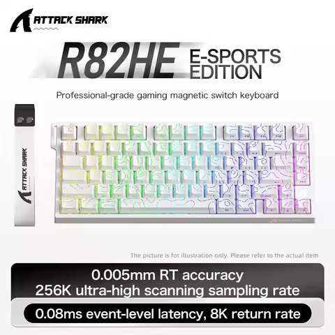 ATTACK SHARK R82 HE Magnetic Keyboard Gaming 8000Hz Rapid Trigger Wired ProGamer 75% Keyboard,0.005m