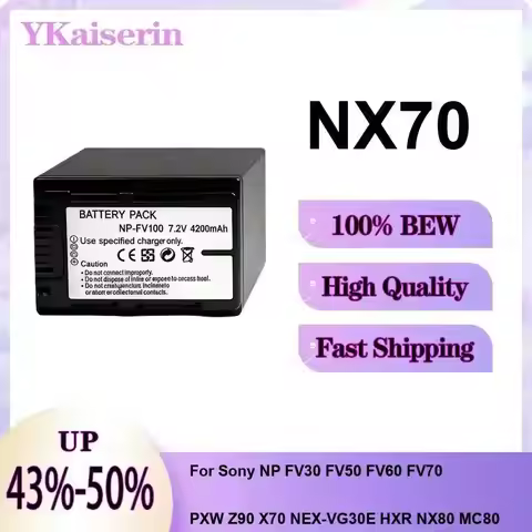 Video Camera Battery NX70 3900mAh For Sony NP FV30 FV50 FV60 FV70 Pxw Z90 X70 Nex-VG30E Hxr NX80 MC8