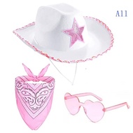 All Flat Caps Brimmed Hat Western Sequin Cowgirl Hat Magician Hat Adult Girl Cosplay Costume Kerchie
