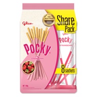 Glico Pocky Strawberry Biscuits Share Pack 8's 168g (8sachets x 21g) (PM)