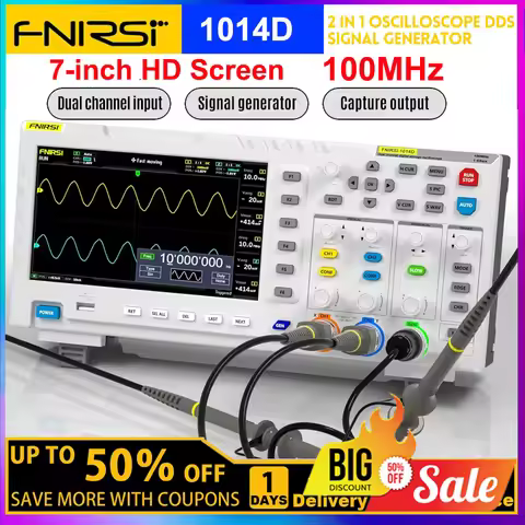 FNIRSI-1014D Digital Oscilloscope 2 In 1 Dual Channel Input Signal Generator 100MHz* 2 Bandwidth 1GS