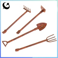 [FIREFLY1] 1:12 Dollhouse Miniature Gardening Tools Metal Shovels Pitchfork Furniture Set OOO