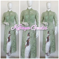 Setelan kebaya brukat semata kaki hijau sage
