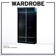 Wardrobe Black Cloths Cabinet 2 Sliding Door