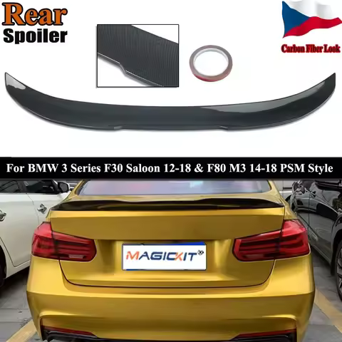 For BMW 3 SERIES F30 M3 F80 PSM Style Rear Trunk Spoiler Carbon Fiber Bumper Lips Wing 320i 318d 316
