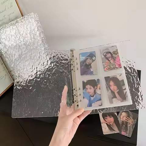 Acrylic Photo Album Loose-leaf A5/A7/A8 Photocard Holder Water Ripple Design Pictures Storage Bookle