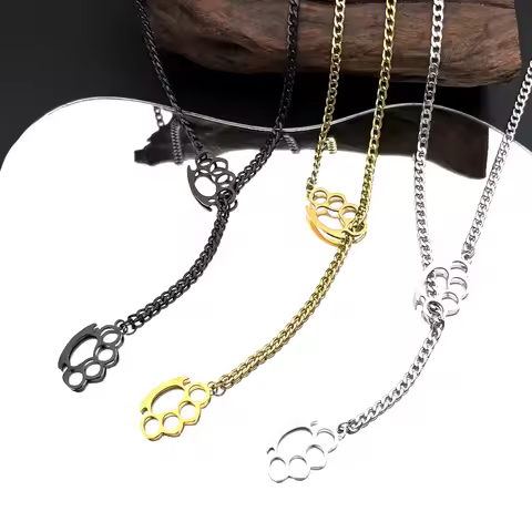 Hiphop Knuckle Duster Curb Chain For Women Men Stainless Steel Silver Color Street Rock Rapper Cool 