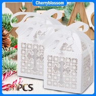 50Pcs Baptism Favor Boxes Candy Treat Box Laser Cut Favor Boxes for Christmas Baby Shower Wedding SH