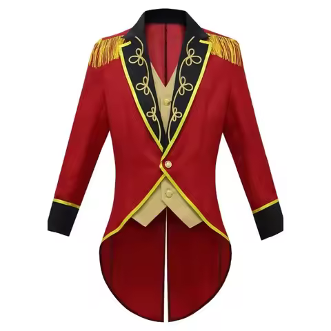 Ringmaster Tailcoat Costume Men's Circus Ringmaster Tailcoat Vintage Medieval Stand Collar Jacket Ha