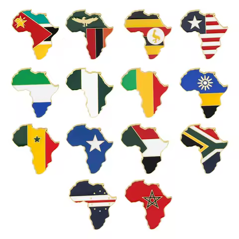 Africa Map Metal Brooch Flag Flag South Africa Senegal Morocco Mozambique Somalia Uganda National Fl