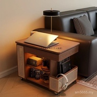 Solid Wood Side Movable Simple Medium Coffee Table Lift Trolley Living Room Bus Household Sofa Antiq