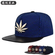 Cross-Border Maple Leaf Hip-Hop Hat Flat Brim Baseball Cap Unique Leather Brim Hat Trucker Hat Hip-H