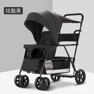WJGenuine Twin Stroller Front and Rear Sitting Stroller Lightweight Baby Double Stroller Two-Child Stroller Reclining JP