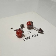 幻彩球螺絲擰扣耳釘 五爪紅球養耳洞耳環耳飾睡覺免摘耳骨釘配飾耳飾耳環飾物