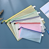 A4 Mesh Zipper File Zipper Bag Zip Bag Waterproof Transparent Portable Bag Office School Supplies Zi