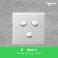 Schneider S-Classic 10AX 250V 3 Gang Switch - 2 Way E33_2_3A_WE_G3