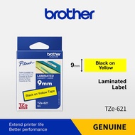 Brother Original TZe-621 9mm Black on Yellow Genuine Laminated Tape TZe621 TZ621 TZ-621