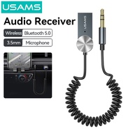 USAMS Aux to Bluetooth 5.0 Adapter 3.5mm Bluetooth Receiver for Car USB 2.0 to 3.5mm Jack Kit with B
