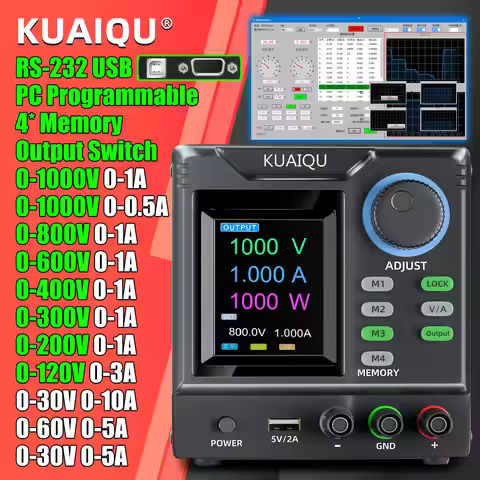 KUAIQU 1000V High Power Supply 800V 400V Adjustable Lab Bench Power Supply Programmable Memory LOCK 