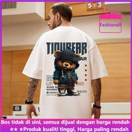 baju oversize lelaki M-8XL t shirt lelaki Men's High Quality Cartoon Cowboy Bear Printed T-Shirt Cas