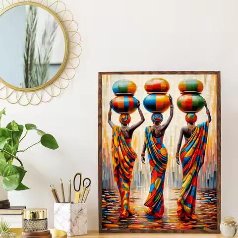 A Large 1000pcs Jigsaw Puzzle Featuring African Women in Colorful Attire, Perfect As a Gift for Adul