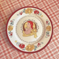 復古紅髮安妮陶瓷盤 法式红色玫瑰花朵餐盤 早餐盤