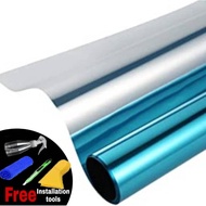 KOREA 2 Ply 2 Mil, Light Blue Out, Silver IN (VLT 6%)Darkness-94% UV Tinted Film