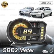 A590 ULTRA Meter OBD2 Gauge Speedometer Car GPS Alarm Speed Gauge Display Hud Water Temp RPM Proton 