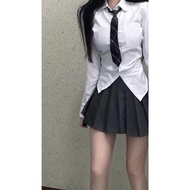 KEMEJA Korean blouse, long sleeve women's shirt, Japanese JK uniform top