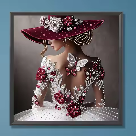 Back View Special Shaped 5D DIY Partial Drill Diamond Dots Paintings for Adults Home Decor Crystal D