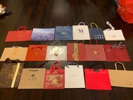 各種餅店餐廳闊底蛋糕或月餅紙袋 （bakery wide paper bag, peninsula 半島，嘉麟樓，lady M etc)