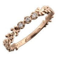 STAR JEWELRY三件鑽石戒指，尺寸5玫瑰金鑲嵌鑽石，0.03 毫米，花朵圖案，約 0.9 克，二手，女士