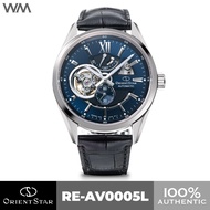 Orient Star Open Heart Blue Dial Semi Skeleton Automatic Watch Leather Watch RE-AV0005L RE-AV0005L00B
