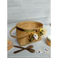 EXCLUSIVE (Ramadan Series) Ellips Bamboo Woven Bag 28cm x 20cm Ribbon | Hampers Bags | Parcel BAG | 