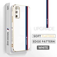 PMP Casing สำหรับ Samsung Galaxy S21 5G S21 + 5G S21 Ultra 5G S21 FE 5G SAMSUNG Galaxy S20 FE LTE S20 FE S20 FE 5G Case (ฟรี) แฟชั่นยอดนิยมติดตามโลโก้ M ตารางขอบแบบปลอกชุบโทรศัพท์เชลล์หรูหราชุบกรณีโทรศัพท์อ่อน