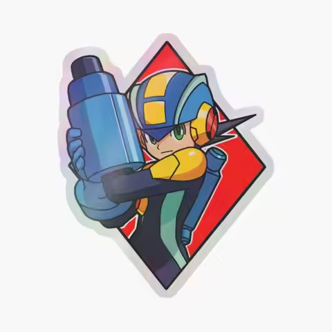 Mega Man Battle Network Holographic Sticker for Laptop Decor Bedroom Car Cute Cartoon Art Fashionabl