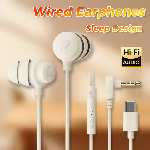 Type C Sleep Earphones Ergonomics Wired Headphones For Samsung Galaxy S25 S24 S23 Ultra XIAOMI HUAWE