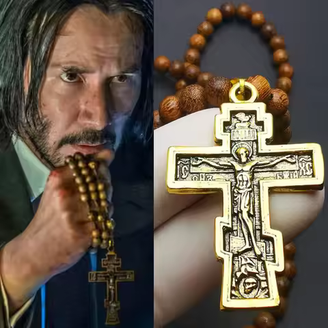 John Wick Baba Yaga Cosplay Jesus Cross Metal Pendant Necklace Jewelry Prop Accessories