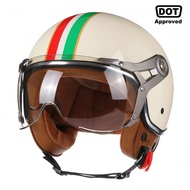 DOT 3/4 Open Face Motorcycle Retro Motorbike Helmets With For Men Women Vintage Chopper Capacete De 