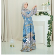 ShirinZein - Baju Gamis Dress Khansa Sliky Muslim Wanita Motif Bunga