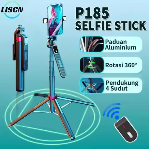 LISCN P185 Selfie Stick Tripod 1.85M Retractable Gimbal Stabilized Selfie Stick 360° Rotate Bluetoot