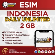 eSIM Indonesia Daily Unlimited Data1-7 Days Activated Instantly (2GB)