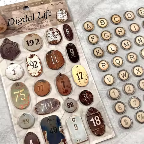 JIANQI 2 sheets Vintage Object Label Sticker 3D stickers DIY Scrapbooking Journal Collage Diary Albu