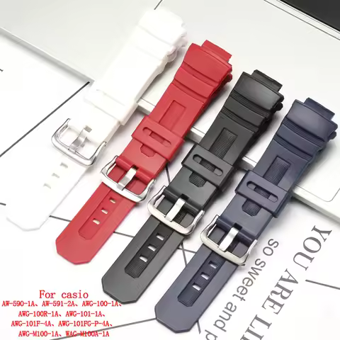 Natural Resin Strap For Casio AW-591 AW-590 AWG-M100 AWG-M101 AW-582B G-7700 Mens Waterproof Bracele