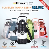 SUNDAYEROO Tumbler Botol Air Tahan Sejuk Hingga 24Jam 1300ML Stainless Steel 316 Anti Leaking Tumble