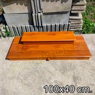 MK42 หิ้งวางพระไม้สักติดผนัง ขนาด 100*40 ซม. สีย้อม