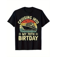 Playful Spirit Men's 70th Birthday Cruise Shirt - "Cruising Into My 70th Birthday" Vintage Cruise Sh