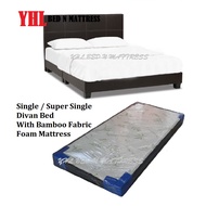 YHL Single / Super Single Divan Bed With 6 Inch Bamboo Fabric High Density Foam Mattress