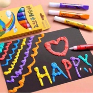 1/3/6pcs Magic Lotus Puff Pen, DIY Popcorn Bubble Drawing Pens, 6 Neon Color Paint Marker Set, Fluff